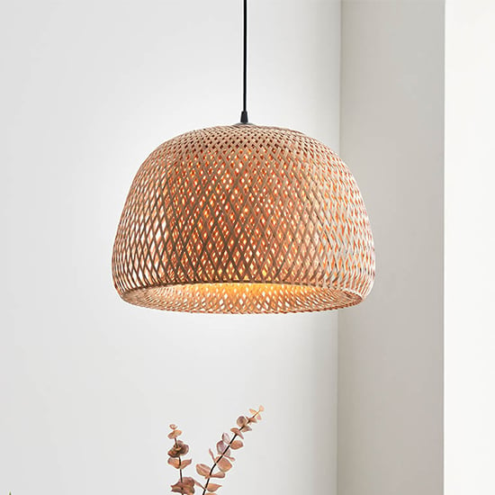 Photo of Beloit elongated sphere shade ceiling pendant light in natural
