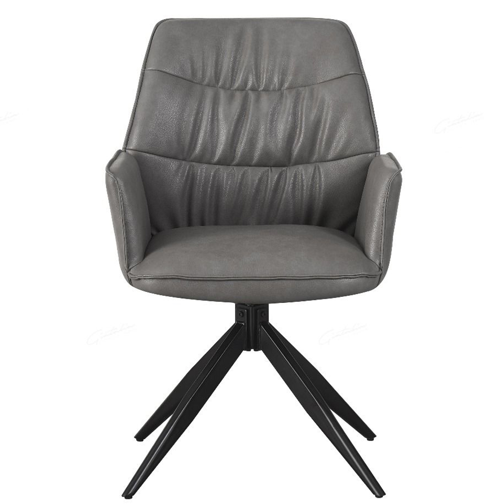 Beloit Grey PU Leather Dining Chairs With Black Legs In Pair