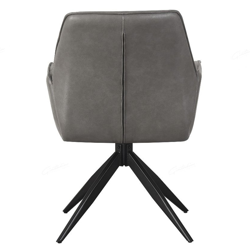 Beloit Grey PU Leather Dining Chairs With Black Legs In Pair