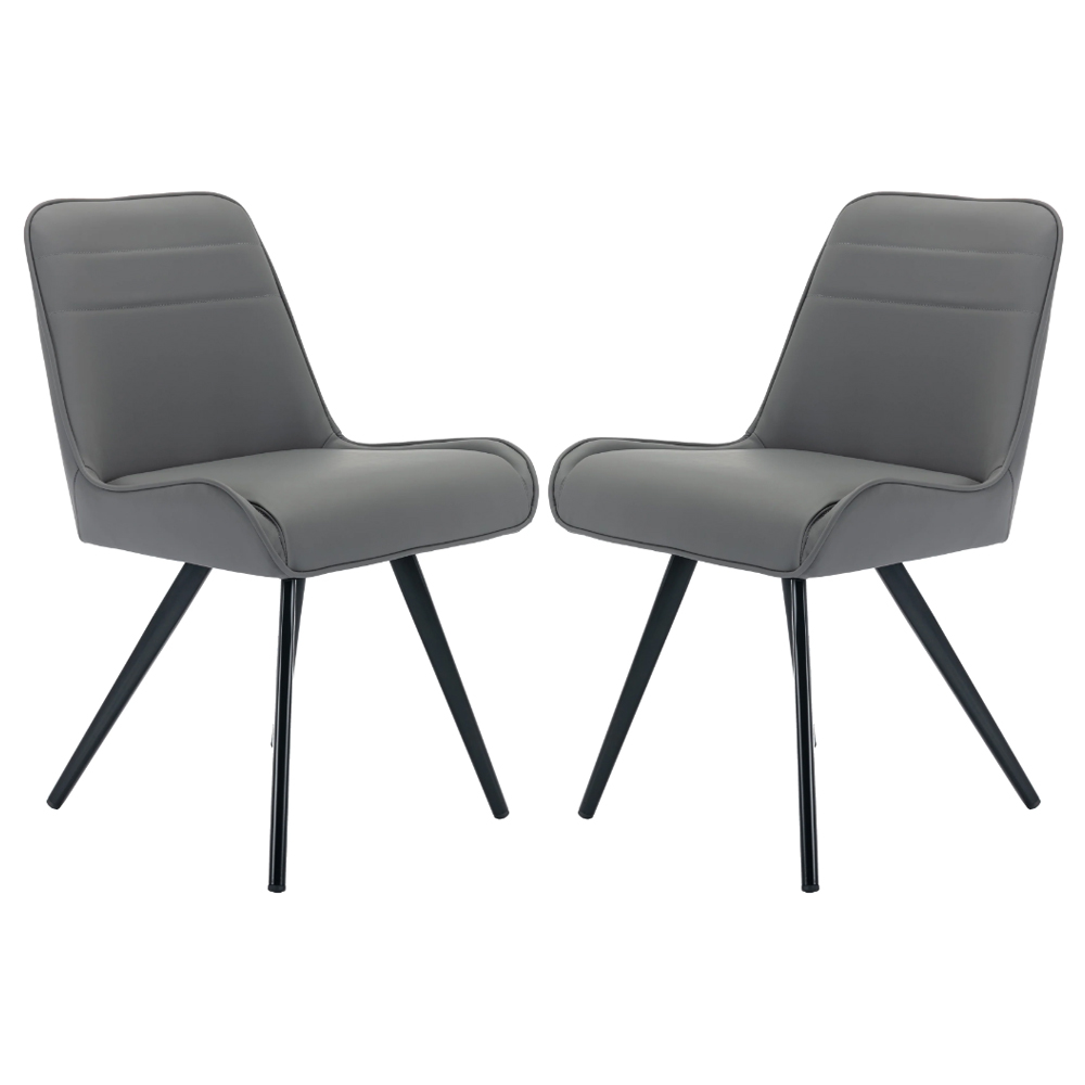 Beloit Grey PU Leather Dining Chairs With Metal Legs In Pair | Furniture in Fashion