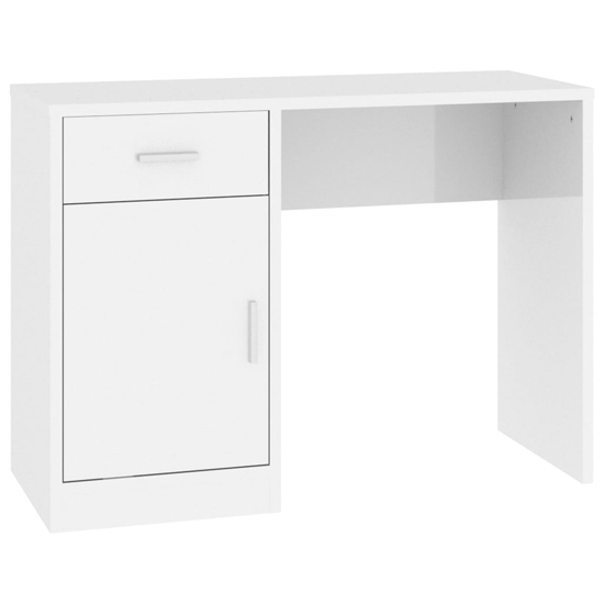 Beloit High Gloss Laptop Desk With 1 Door 1 Drawer In White