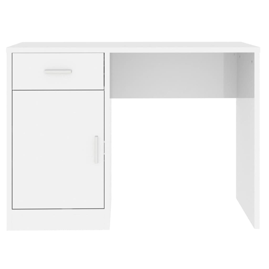 Beloit High Gloss Laptop Desk With 1 Door 1 Drawer In White