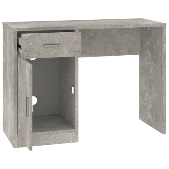 Beloit Laptop Desk With 1 Door 1 Drawer In Concrete Effect