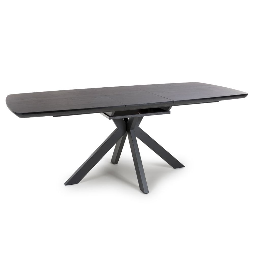 Beloit Large Wooden Extending Dining Table In Ash Black