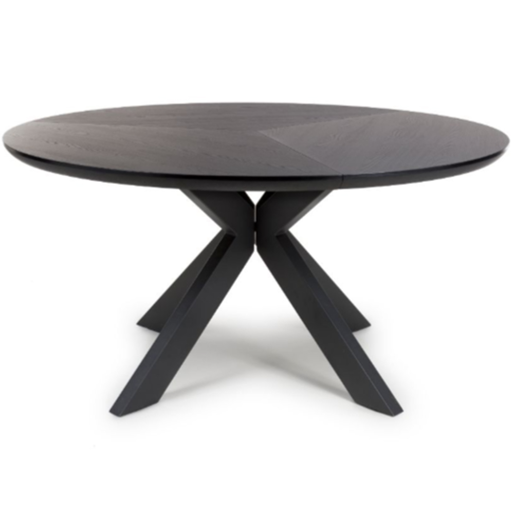Beloit Large Wooden Round Dining Table In Black
