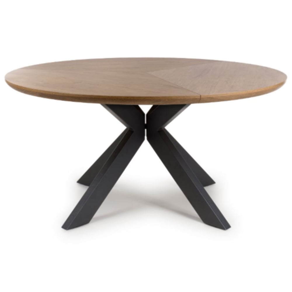 Beloit Large Wooden Round Dining Table In Rustic Oak