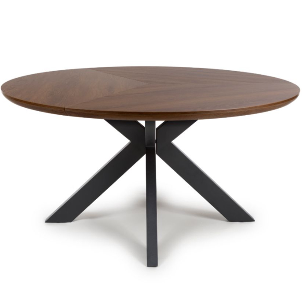 Beloit Large Wooden Round Dining Table In Smoked Oak
