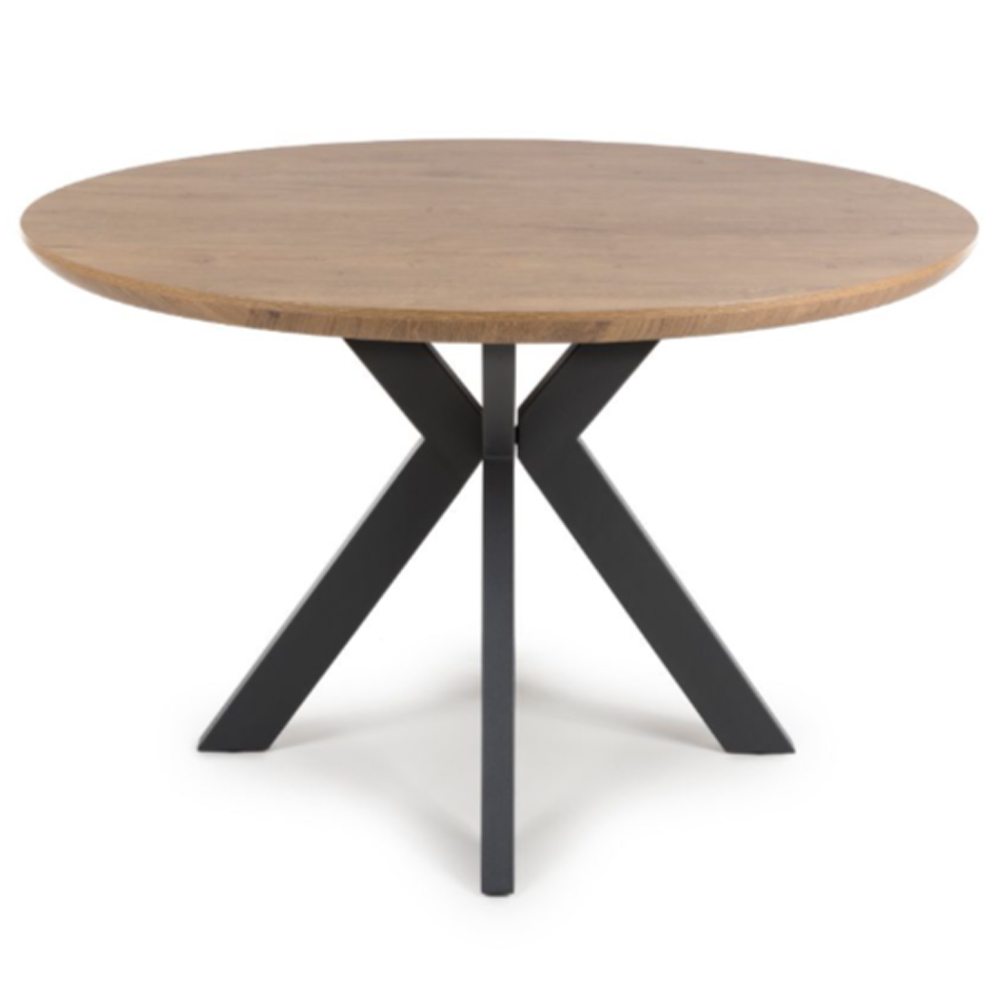 Beloit Medium Wooden Round Dining Table In Rustic Oak