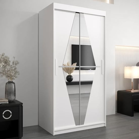 Read more about Beloit mirrored wardrobe 2 sliding doors 100cm in white