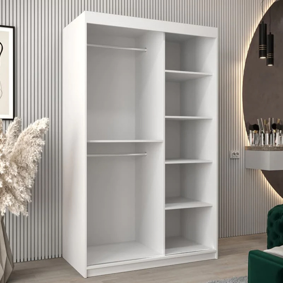 Beloit Mirrored Wardrobe 2 Sliding Doors 120cm In White