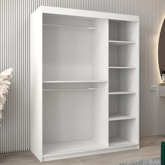 Beloit Mirrored Wardrobe 2 Sliding Doors 150cm In White