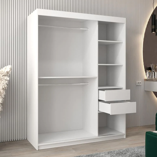 Beloit Mirrored Wardrobe 2 Sliding Doors 150cm In White