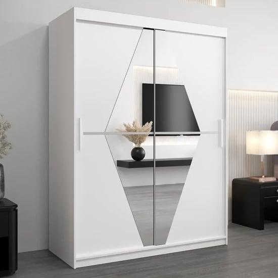 Read more about Beloit mirrored wardrobe 2 sliding doors 150cm in white