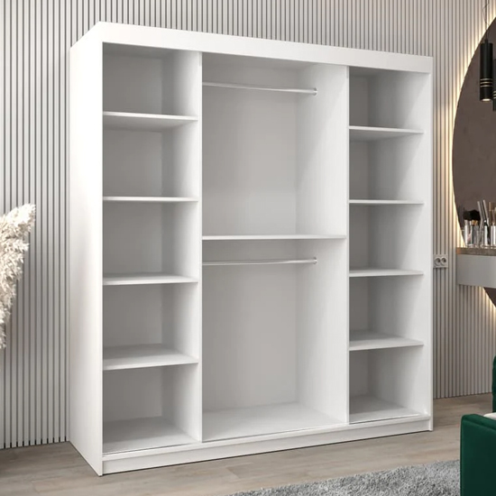 Beloit Mirrored Wardrobe 2 Sliding Doors 180cm In White