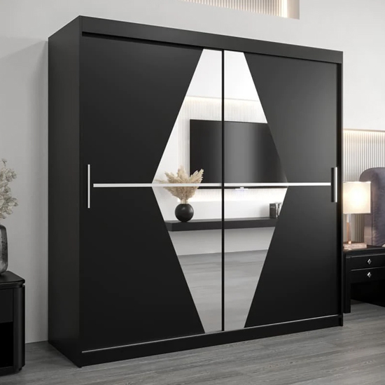 Read more about Beloit mirrored wardrobe 2 sliding doors 200cm in black