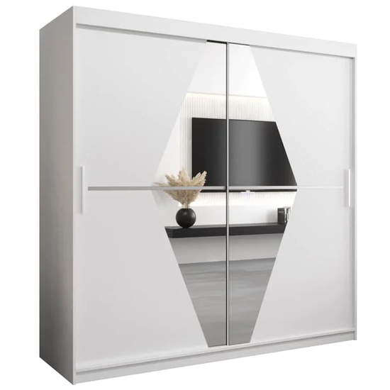 Beloit Mirrored Wardrobe 2 Sliding Doors 200cm In White