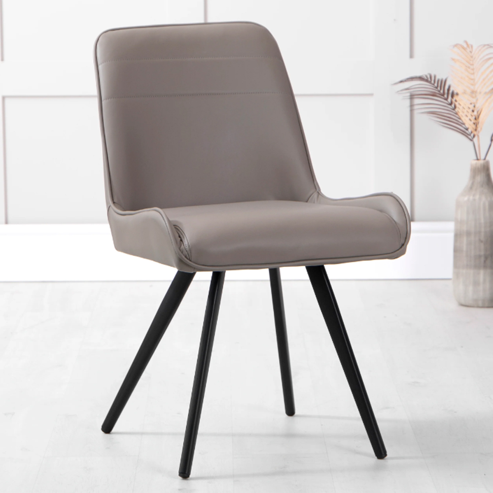 Beloit PU Leather Dining Chair With Metal Legs In Taupe | Furniture in ...