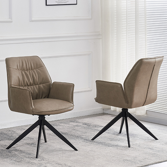 Read more about Beloit taupe faux leather dining chairs in pair