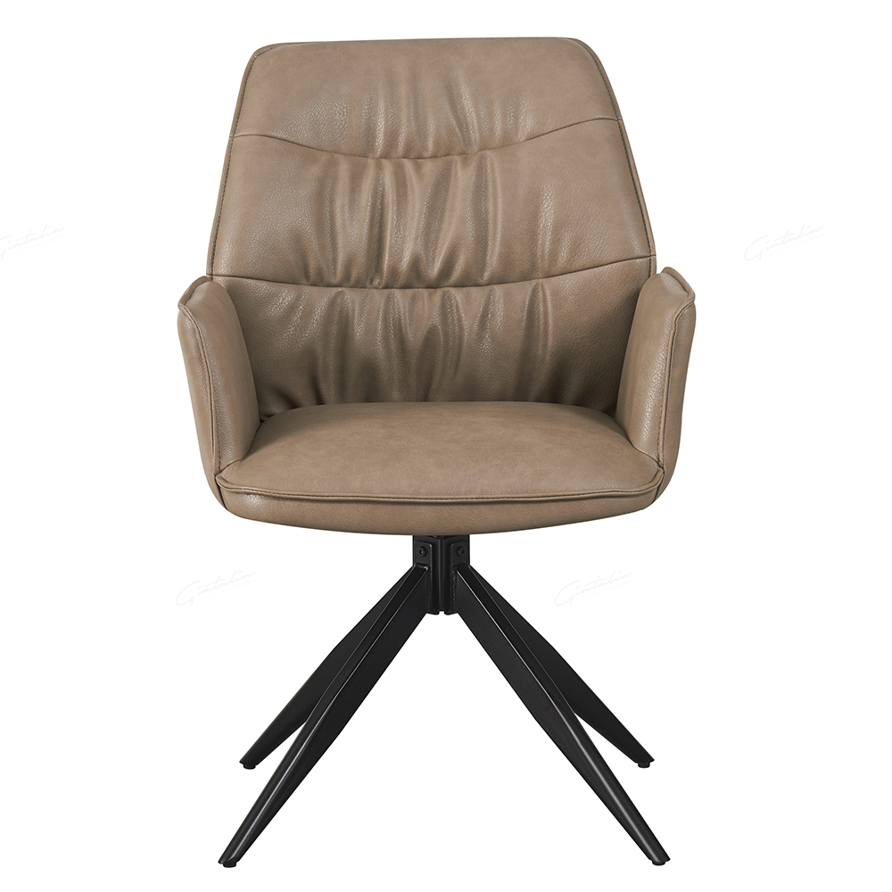 Beloit Taupe PU Leather Dining Chairs With Black Legs In Pair