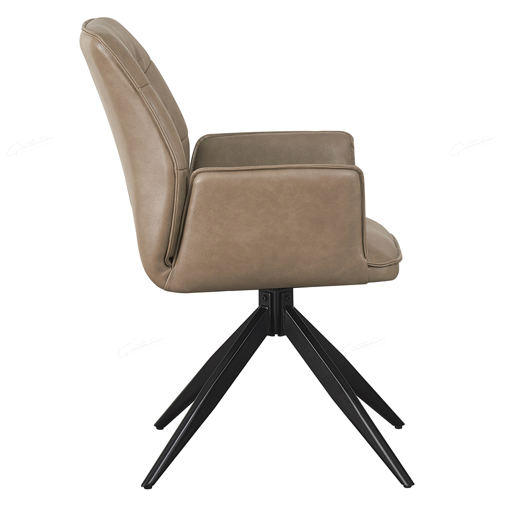 Beloit Taupe PU Leather Dining Chairs With Black Legs In Pair