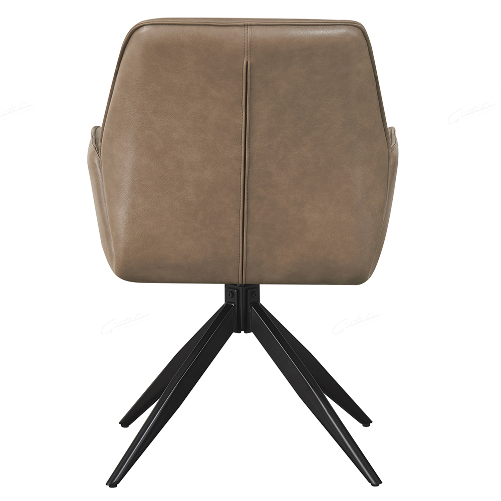 Beloit Taupe PU Leather Dining Chairs With Black Legs In Pair
