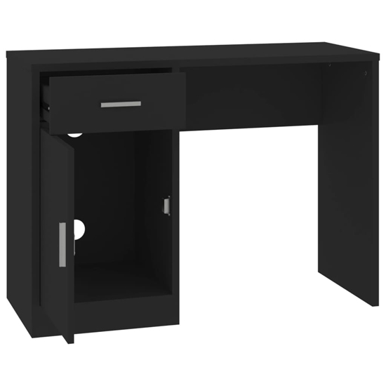 Beloit Wooden Laptop Desk With 1 Door 1 Drawer In Black