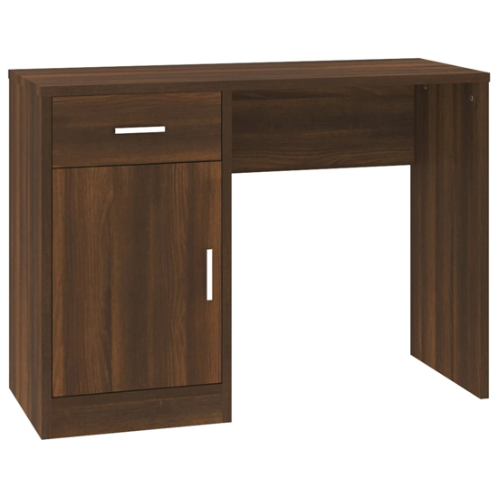 Beloit Wooden Laptop Desk With 1 Door 1 Drawer In Brown Oak
