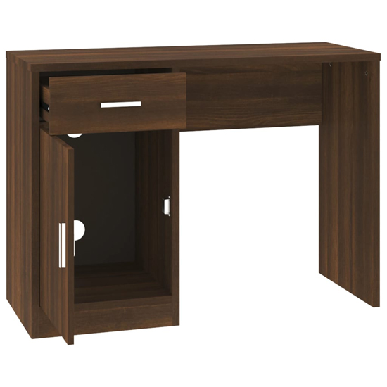 Beloit Wooden Laptop Desk With 1 Door 1 Drawer In Brown Oak