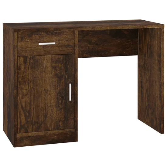 Beloit Wooden Laptop Desk With 1 Door 1 Drawer In Smoked Oak