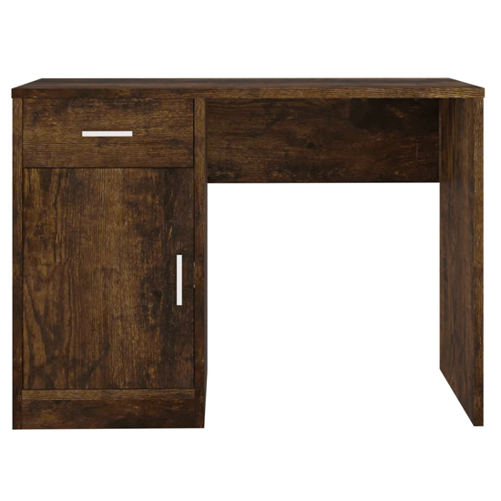 Beloit Wooden Laptop Desk With 1 Door 1 Drawer In Smoked Oak