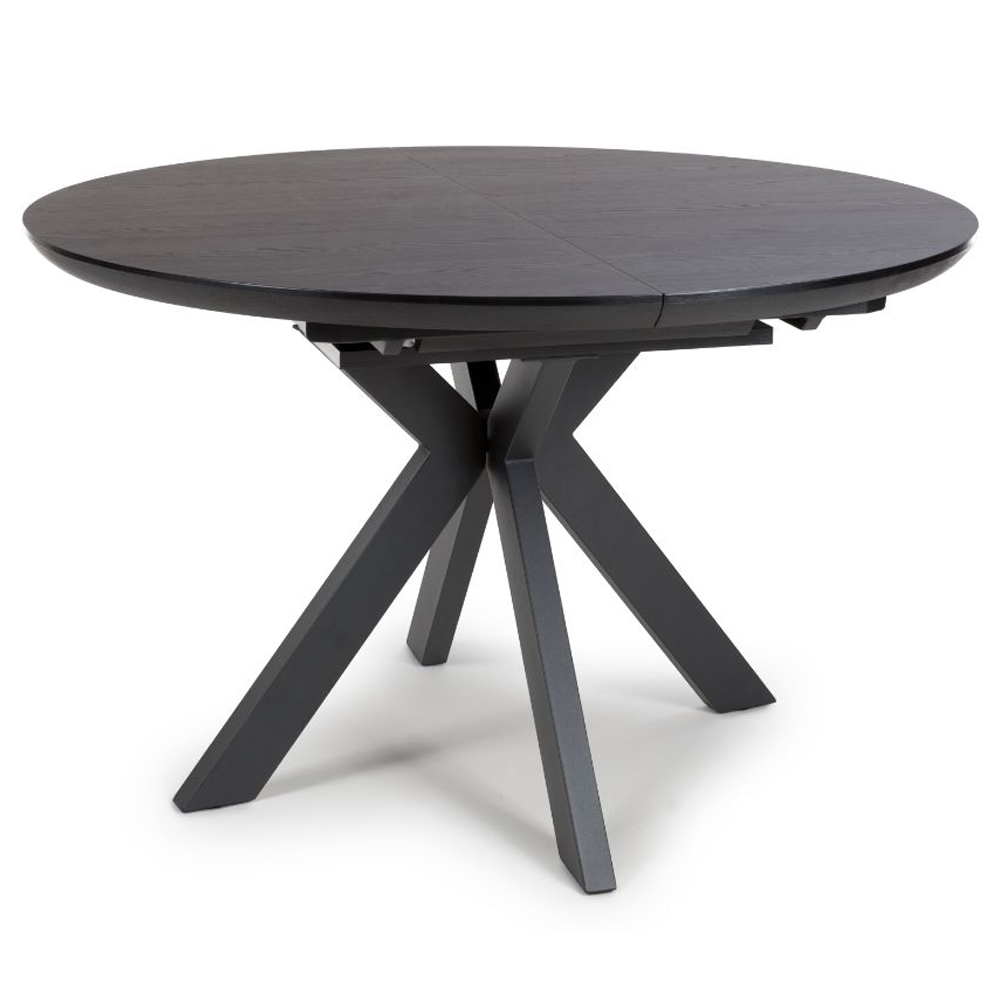 Beloit Wooden Round Extending Dining Table In Ash Black