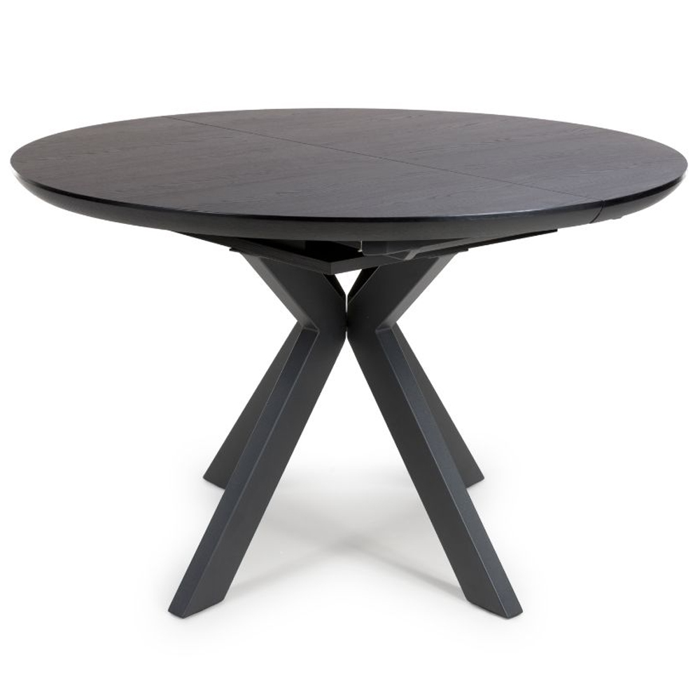Beloit Wooden Round Extending Dining Table In Ash Black