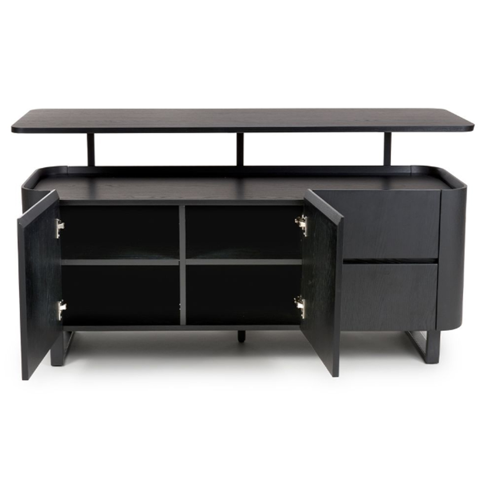Beloit Wooden Sideboard With 2 Doors 2 Drawers In Ash Black