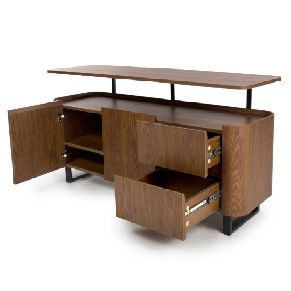 Beloit Wooden Sideboard With 2 Doors 2 Drawers In Smoked Oak