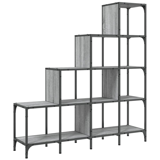 Belper Wooden Bookcase With 10 Shelves In Grey Sonoma