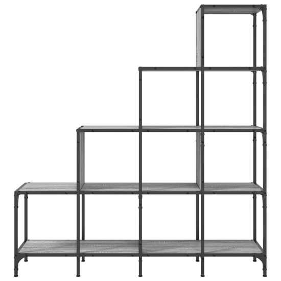 Belper Wooden Bookcase With 10 Shelves In Grey Sonoma