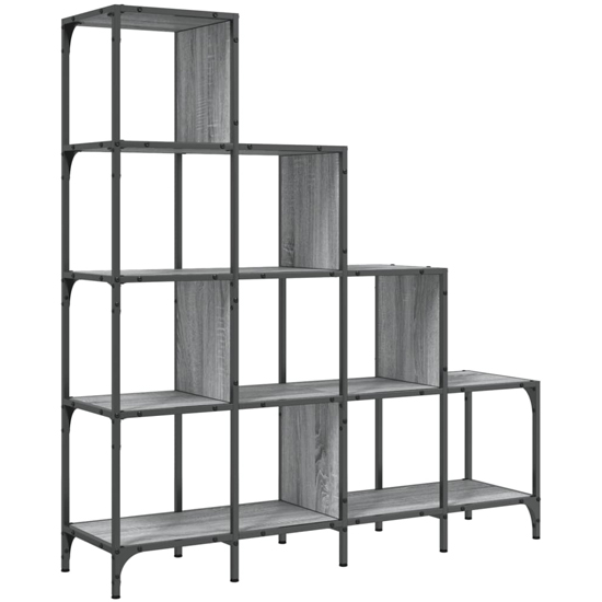 Belper Wooden Bookcase With 10 Shelves In Grey Sonoma