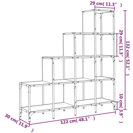 Belper Wooden Bookcase With 10 Shelves In Grey Sonoma