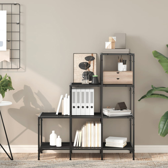 Product photograph of Belper Wooden Bookcase With 6 Shelves In Black from Furniture in Fashion