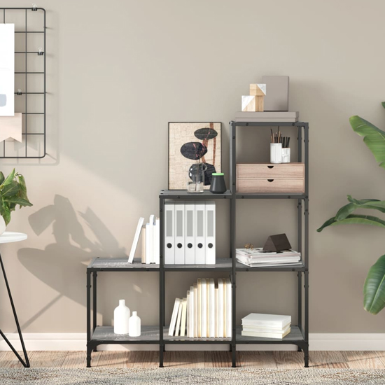 Belper Wooden Bookcase With 6 Shelves In Grey Sonoma