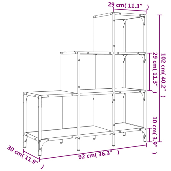 Belper Wooden Bookcase With 6 Shelves In Grey Sonoma