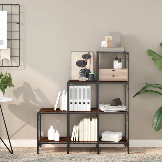 Read more about Belper wooden bookcase with 6 shelves in smoked oak
