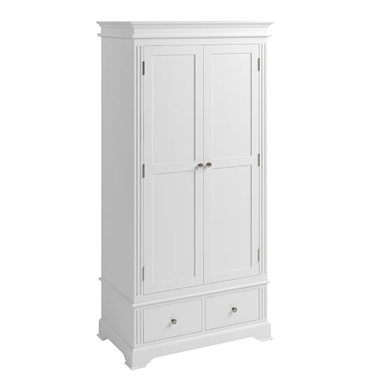 Belton Wooden 2 Doors 1 Drawer Wardrobe In White