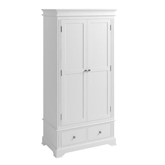 Belton Wooden 2 Doors 1 Drawer Wardrobe In White thumbnail