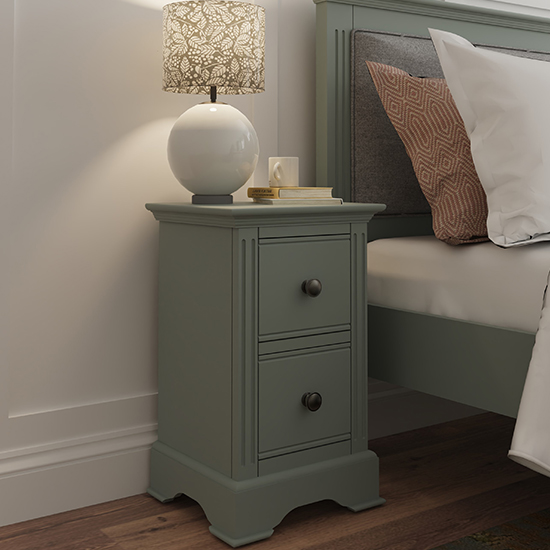 Read more about Belton wooden bedside cabinet with 2 drawers in cactus green