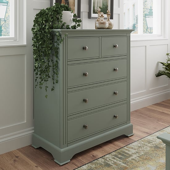 Read more about Belton wooden chest of 5 drawers in cactus green