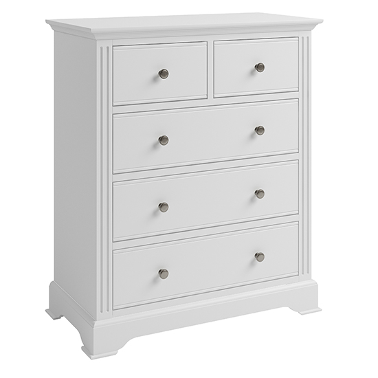 Belton Wooden Chest Of 5 Drawers In White thumbnail