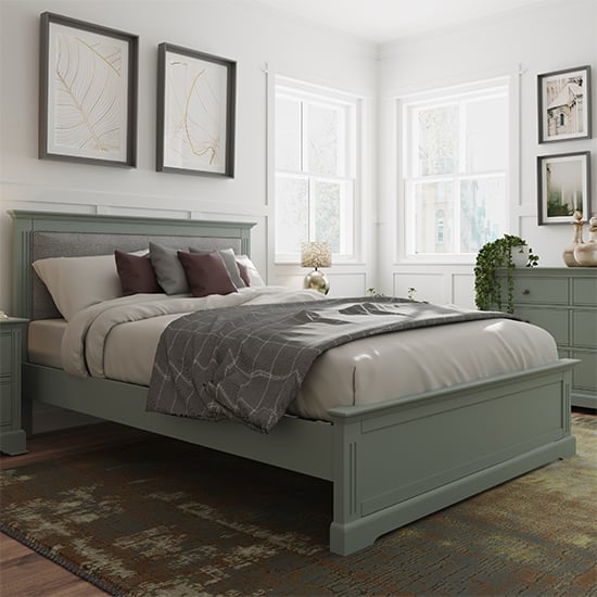 Read more about Belton wooden double bed in cactus green