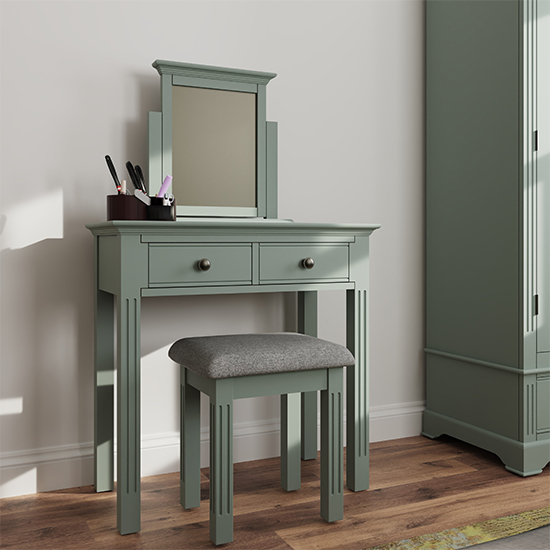 Belton Wooden Dressing Table With 2 Drawers In Cactus Green_6