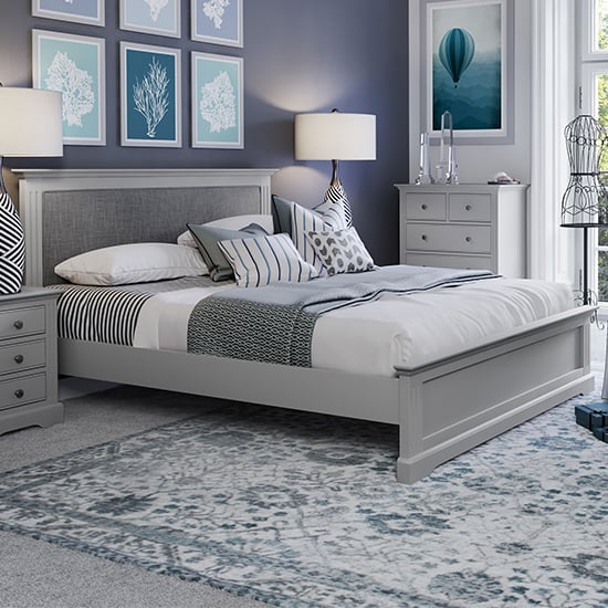 Belton Wooden King Size Bed In Grey Sale